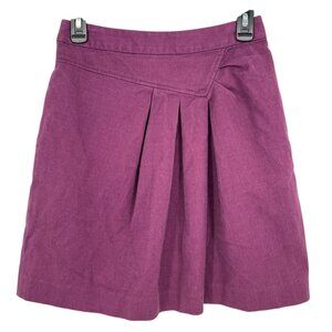 Tabitha Anthropologie Purple Cotton Pleated Mini Skirt Womens Size 2